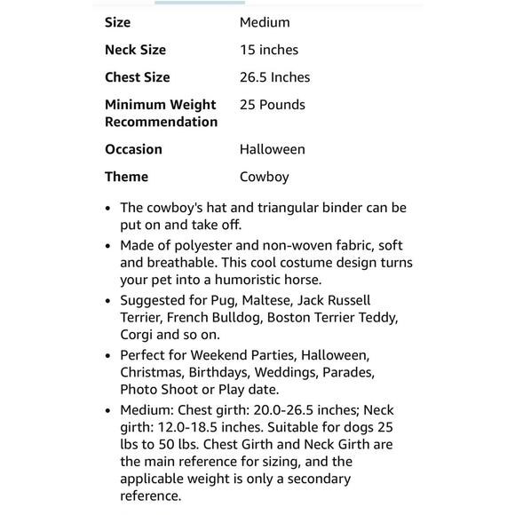 Cowboy Rider Dog Costume for Medium Dogs Halloween Western Funny - Picture 3 of 3